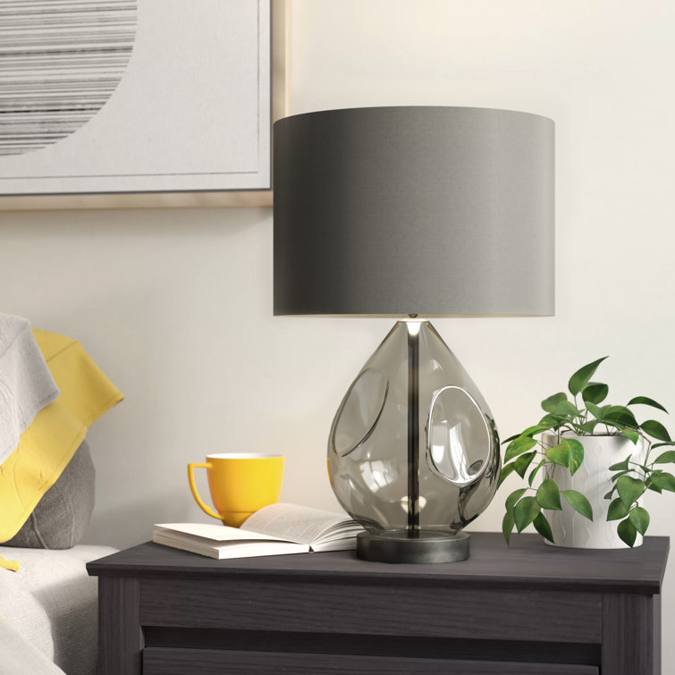 Zipcode Design Kensley 46cm Smoked Grey Bedside Table Lamp & Reviews
